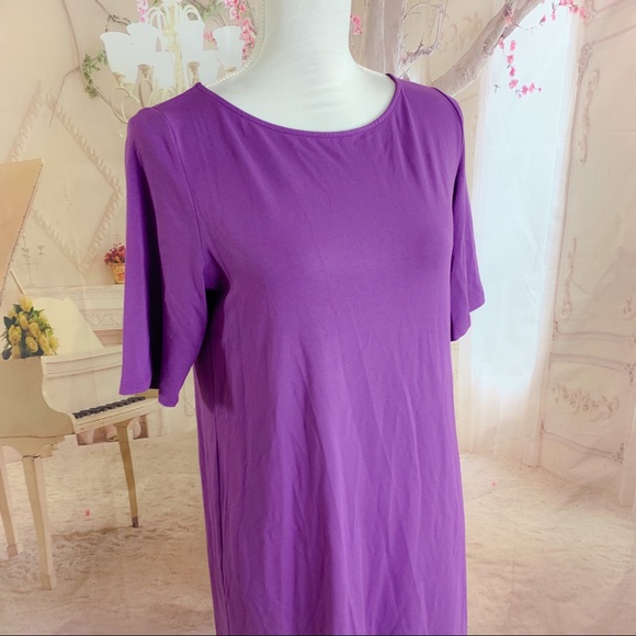 NEW Eileen Fisher Purple Viscose Jersey 3/4 Sleeve - Picture 5 of 9